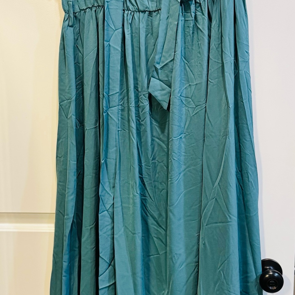 Gathered Waist Maxi Skirt in Teal